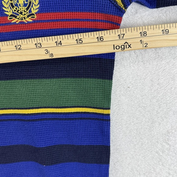 Polo Ralph Lauren Shirt Mens Small Blue Stripe Thermal Waffle Knit Sleepwear‎ - Picture 4 of 6